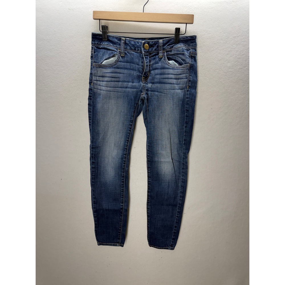 American Eagle Jegging Women 4 Short Blue  Super Stretch Skinny Jeans 3609